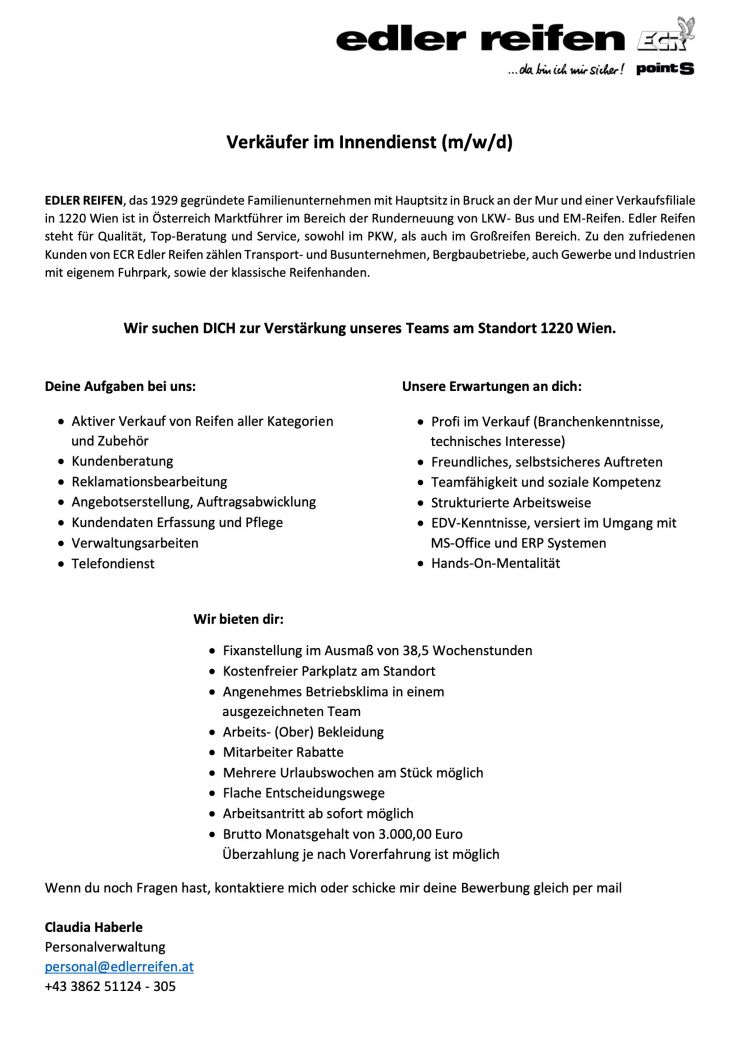 Verkäufer im Innendienst (m/w/d)